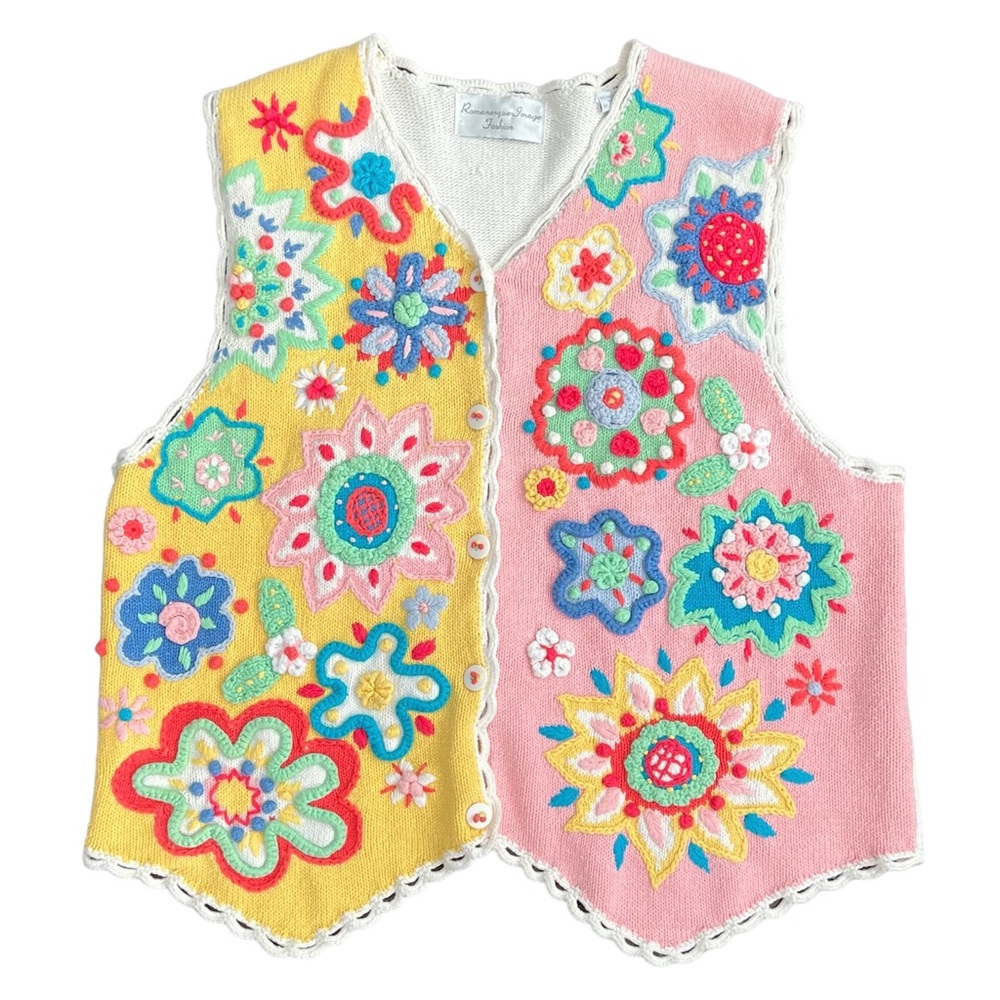 Vintage crochet knit vest